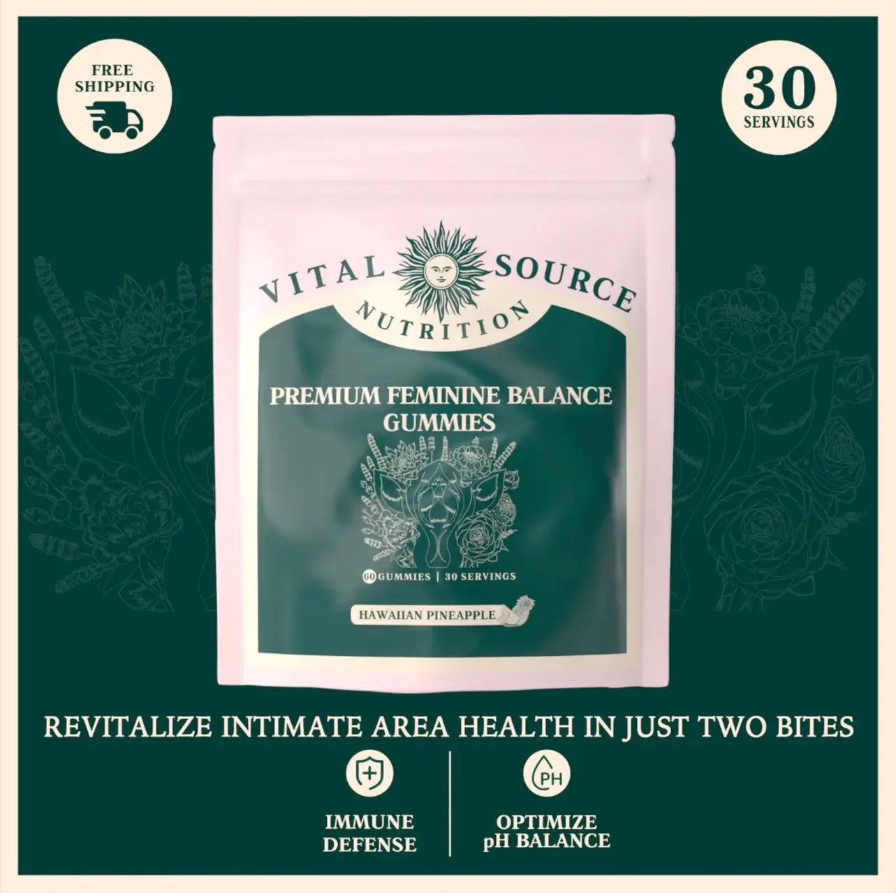 Feminine Balance Gummies - Hawaiian Pineapple 60 Count