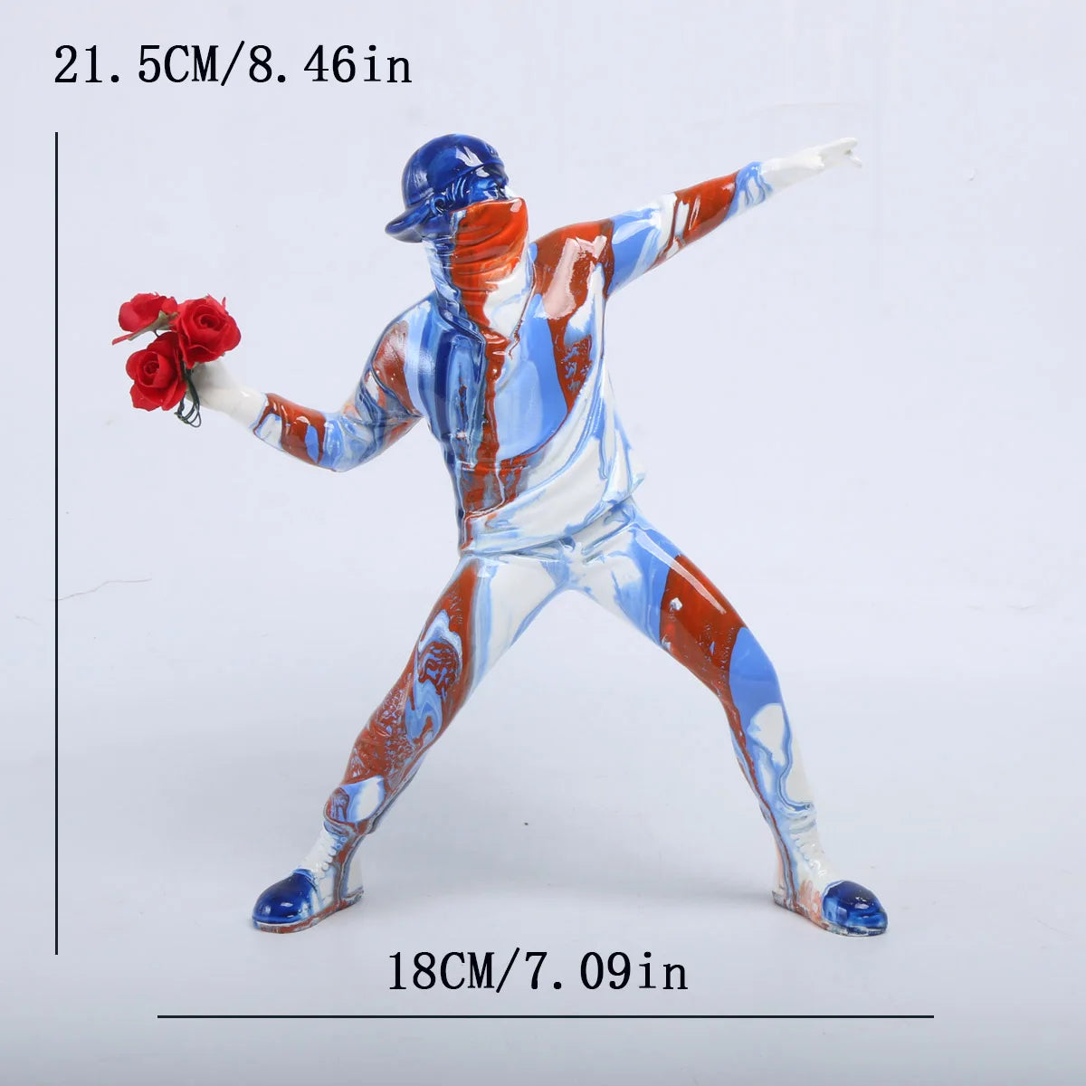 Banksy Colorful Balloon Man Throwing Flowers Sculpture