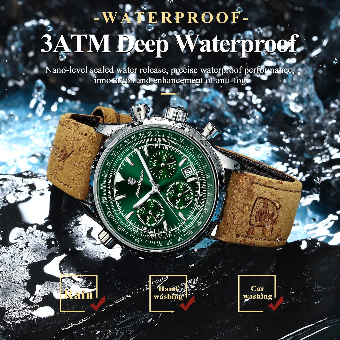 POEDAGAR Luxury Men's Waterproof Quartz