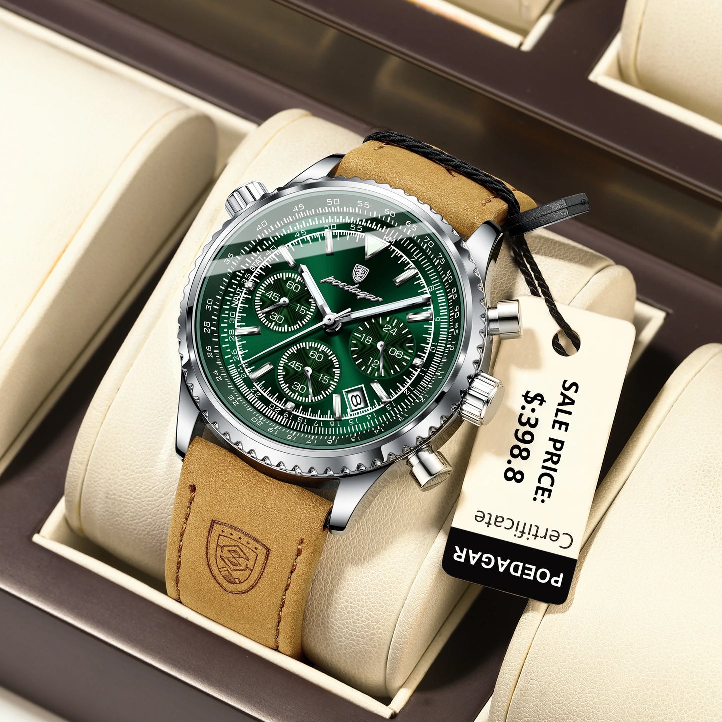 POEDAGAR Luxury Men's Waterproof Quartz
