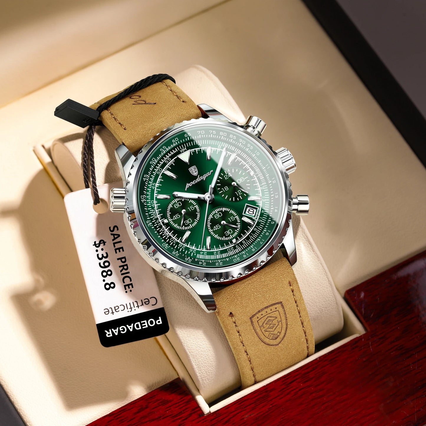 POEDAGAR Luxury Men's Waterproof Quartz