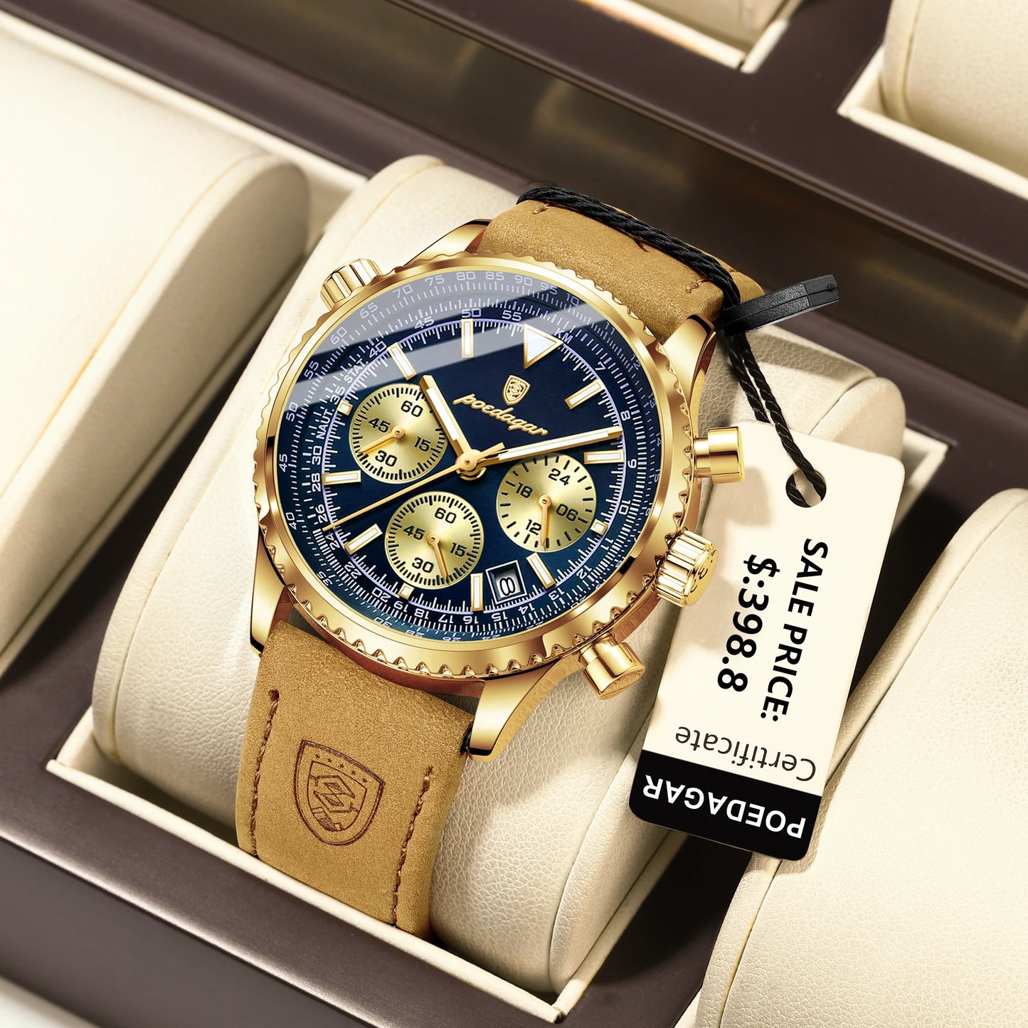 POEDAGAR Luxury Men's Waterproof Quartz