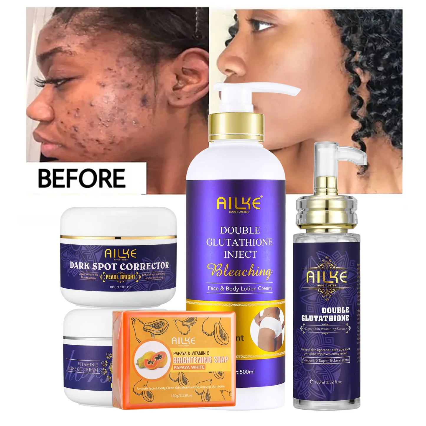 AILKE Double Glutathione & Vitamin C Skin Care Set