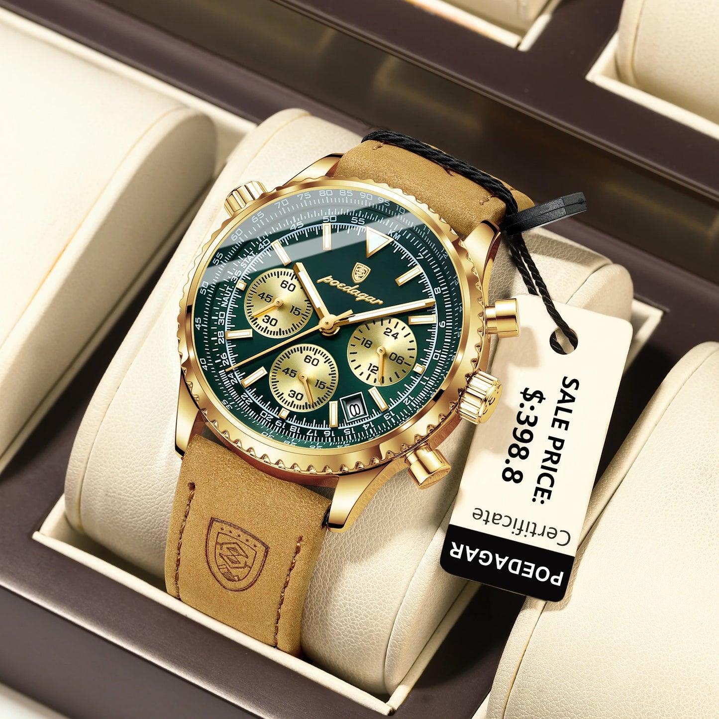 POEDAGAR Luxury Men's Waterproof Quartz