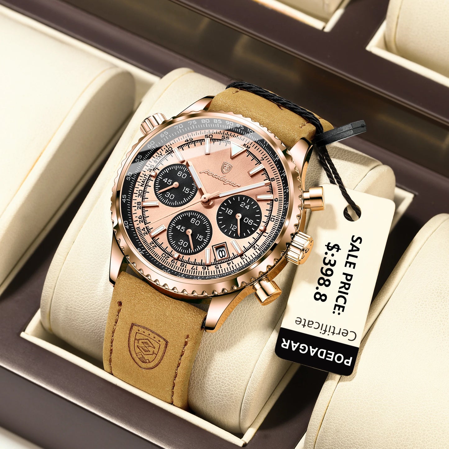 POEDAGAR Luxury Men's Waterproof Quartz