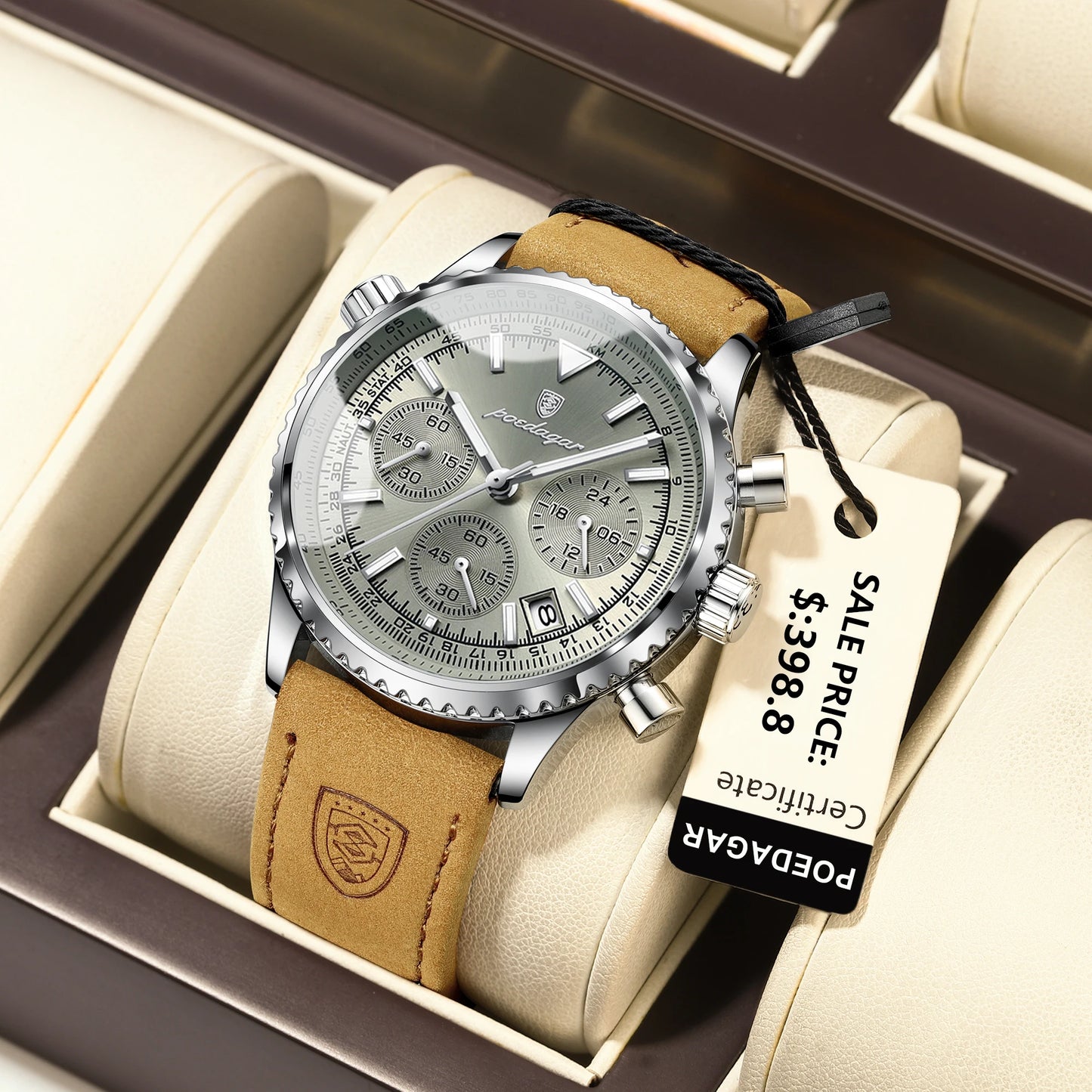 POEDAGAR Luxury Men's Waterproof Quartz