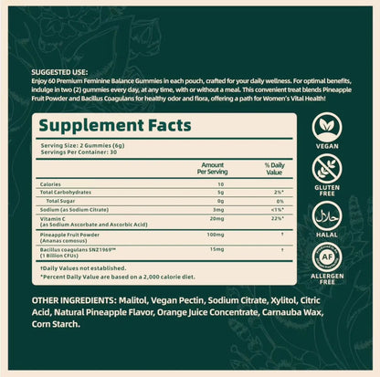 Feminine Balance Gummies - Hawaiian Pineapple 60 Count