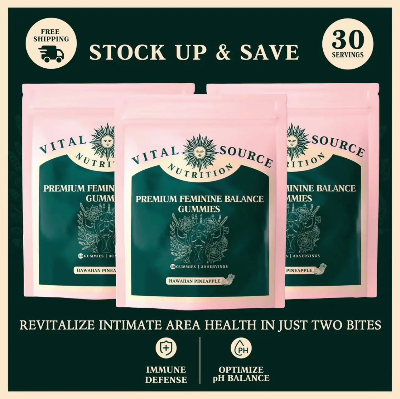 Feminine Balance Gummies - Hawaiian Pineapple 60 Count