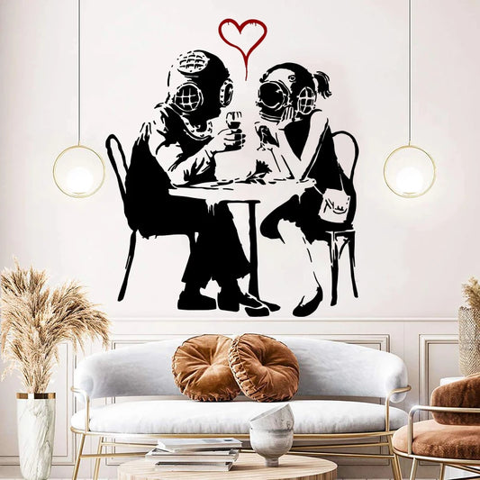 Wedding Banksy Diver Love Street Wall Sticker Home Decor