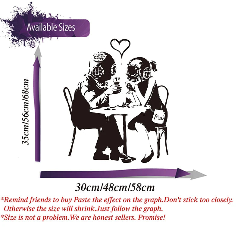 Wedding Banksy Diver Love Street Wall Sticker Home Decor
