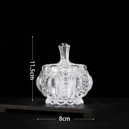 European Diamond Striped Glass Storage Jar