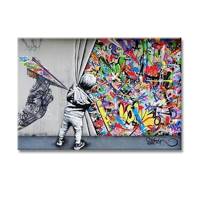 The Boy Behind The Curtains Poster Banksy Street Art