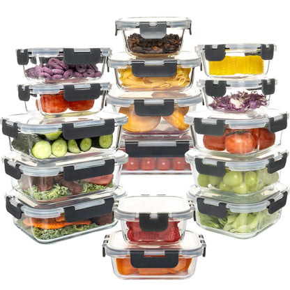 16-Piece Glass Food Storage Container Set