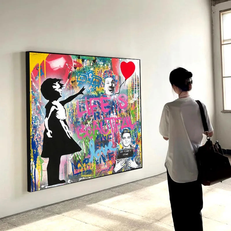 Bansky Dream Big Dreams Graffiti Canvas Painting