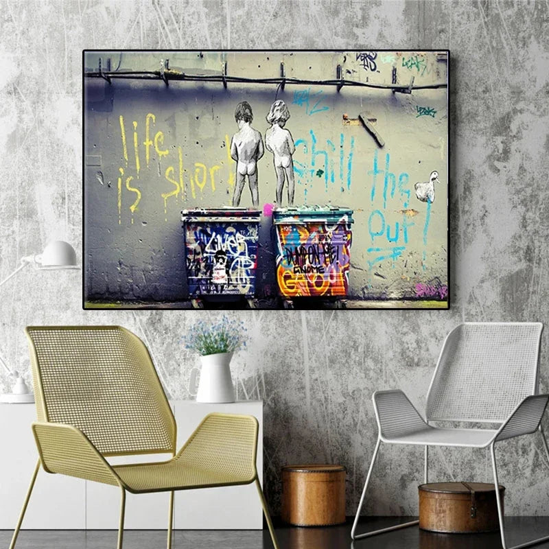 The Boy Behind The Curtains Poster Banksy Street Art