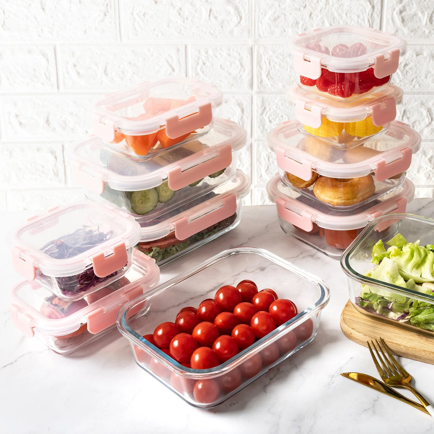 16-Piece Glass Food Storage Container Set