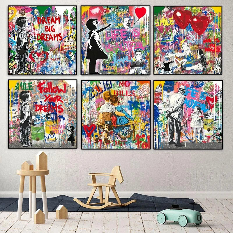 Bansky Dream Big Dreams Graffiti Canvas Painting