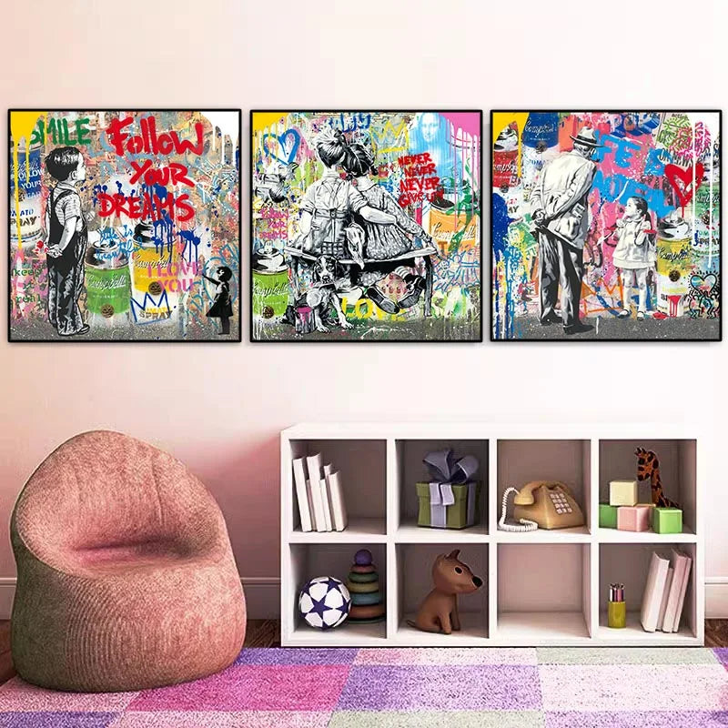 Bansky Dream Big Dreams Graffiti Canvas Painting