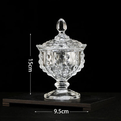 European Diamond Striped Glass Storage Jar