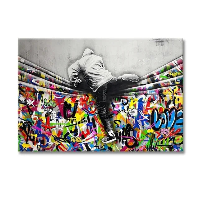 The Boy Behind The Curtains Poster Banksy Street Art