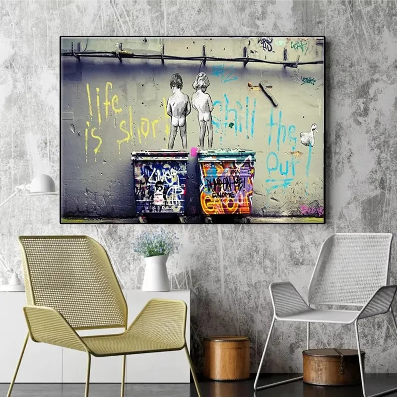 The Boy Behind The Curtains Poster Banksy Street Art