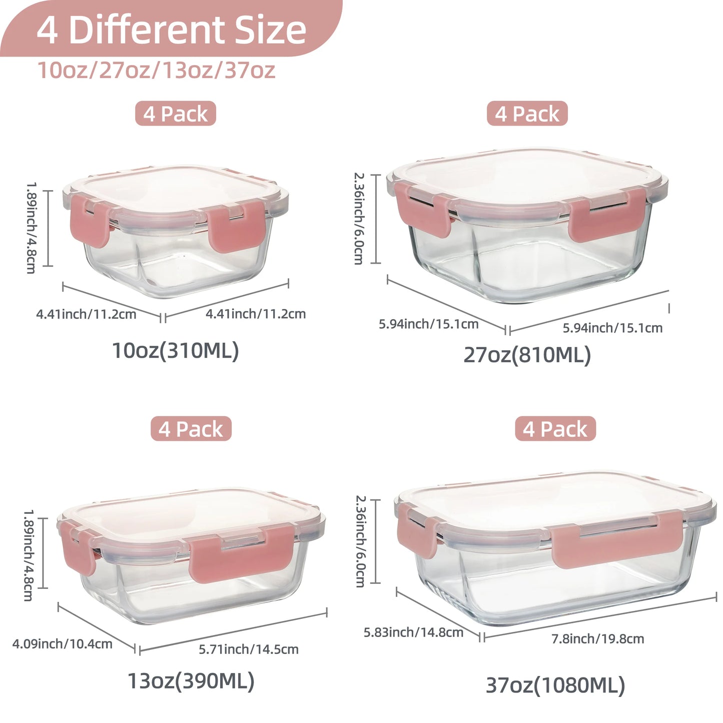 16-Piece Glass Food Storage Container Set