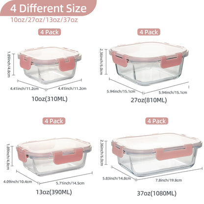 16-Piece Glass Food Storage Container Set