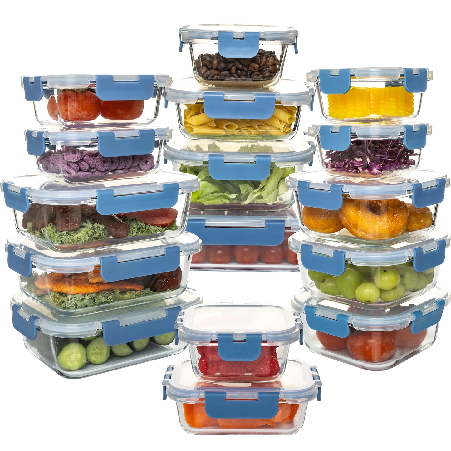 16-Piece Glass Food Storage Container Set