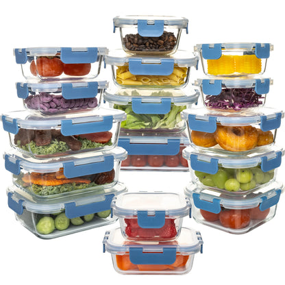 16-Piece Glass Food Storage Container Set