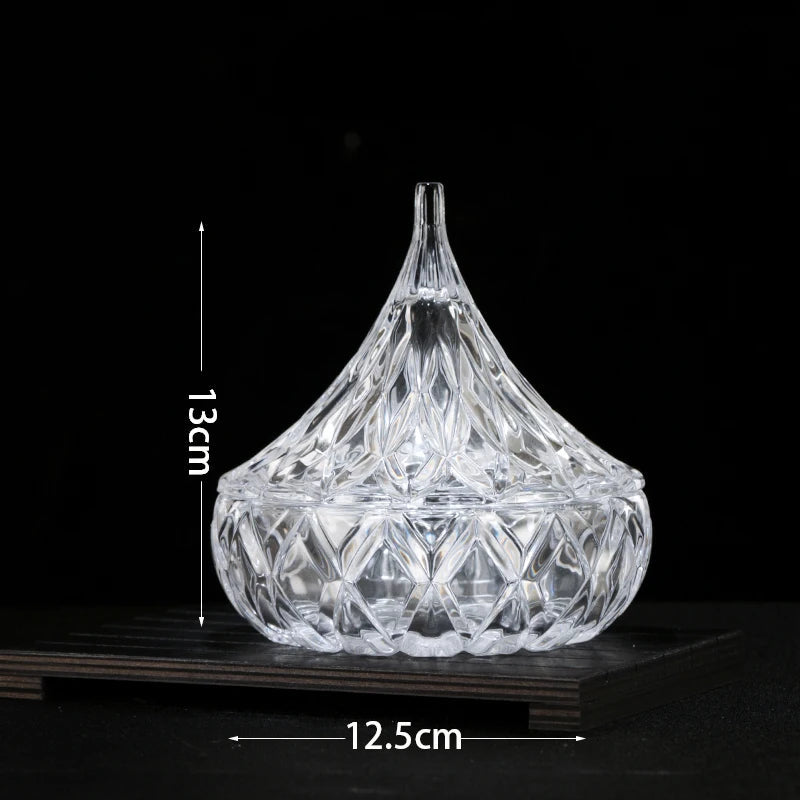 European Diamond Striped Glass Storage Jar