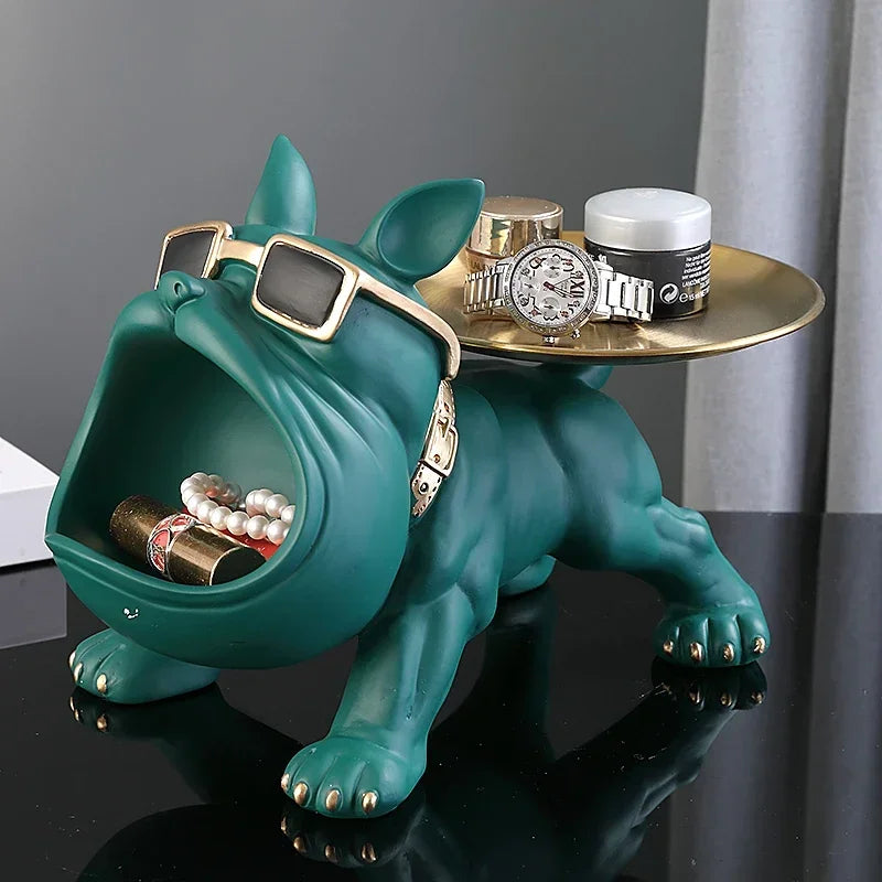 Bulldog Statue Storage Tray