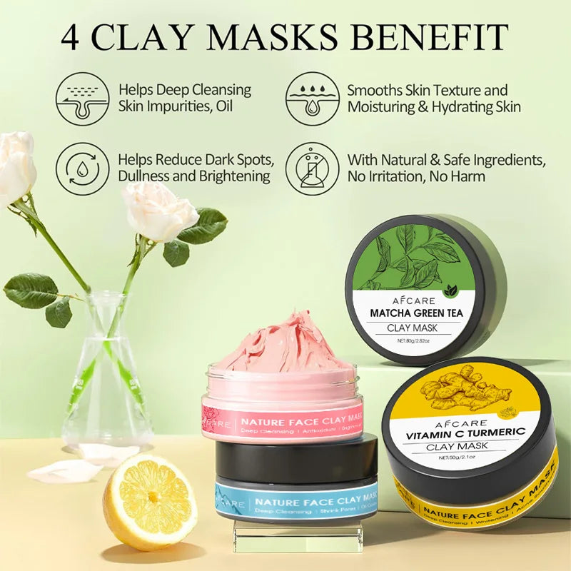 Clay Facial Mask Set 4 pack