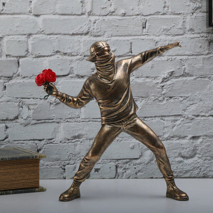 Banksy Sculptures Flower Thrower Statue