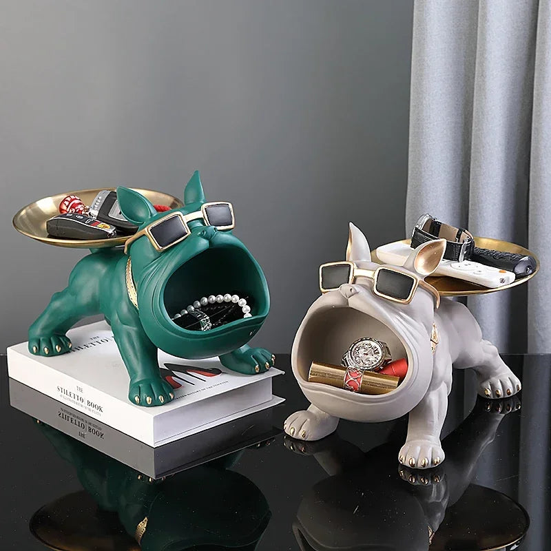 Bulldog Statue Storage Tray