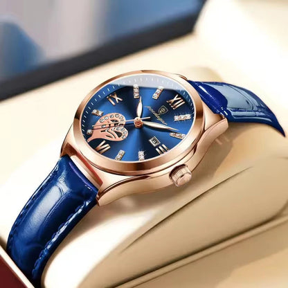 POEDAGAR Luxury Calendar Leather Ladies Watch