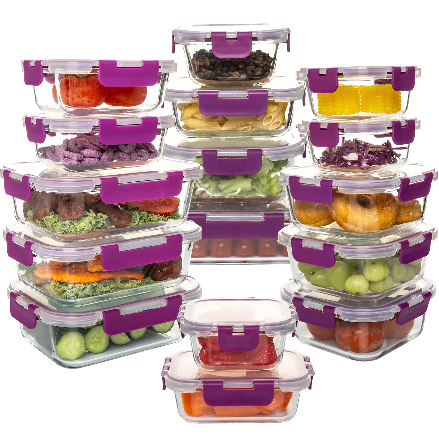 16-Piece Glass Food Storage Container Set