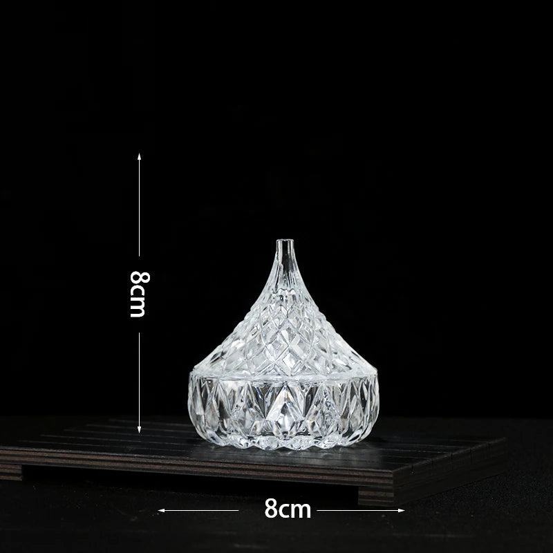 European Diamond Striped Glass Storage Jar