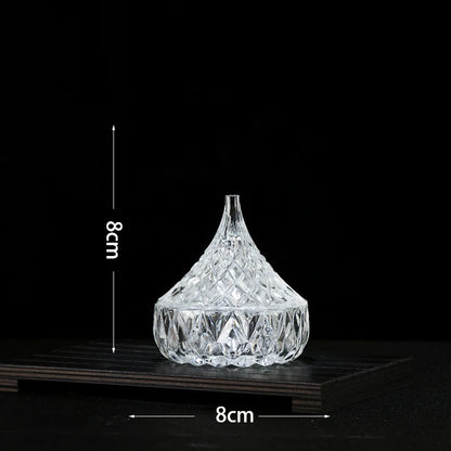 European Diamond Striped Glass Storage Jar