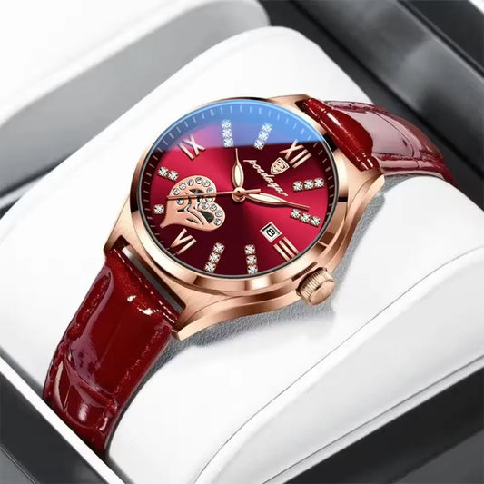 POEDAGAR Luxury Calendar Leather Ladies Watch