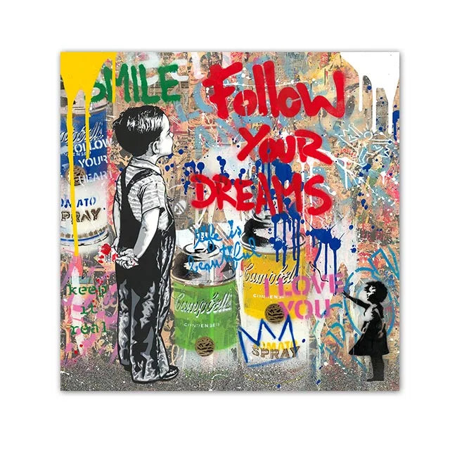 Bansky Dream Big Dreams Graffiti Canvas Painting