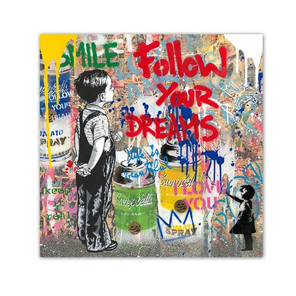 Bansky Dream Big Dreams Graffiti Canvas Painting